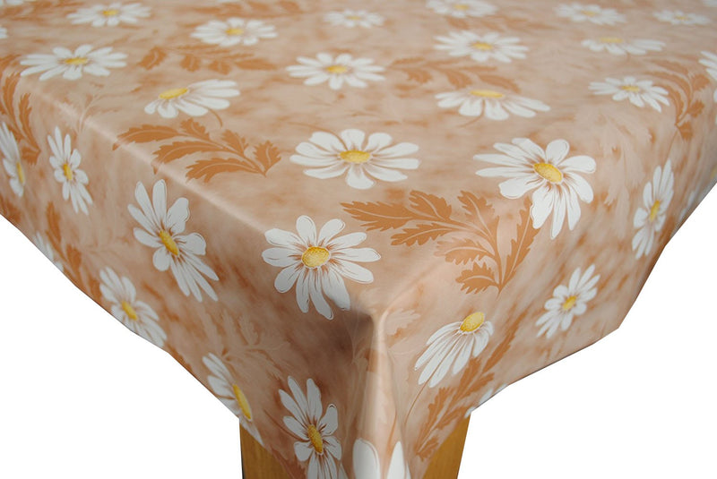 Daisy Taupe Vinyl Oilcloth Tablecloth