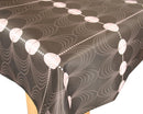 Parabool Taupe on Black Vinyl Oilcloth Tablecloth