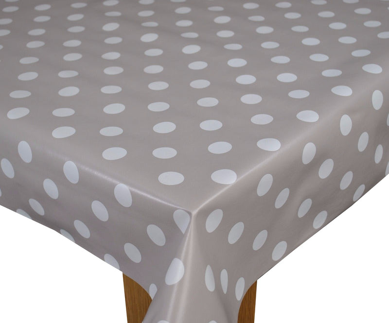 Round Wipe Clean Tablecloth Vinyl PVC 140cm Mushroom Spot
