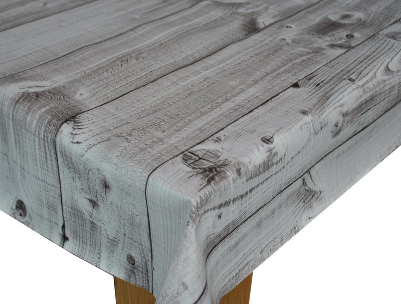 Round Wipe Clean Tablecloth Vinyl PVC 140cm Grey Wood Effect