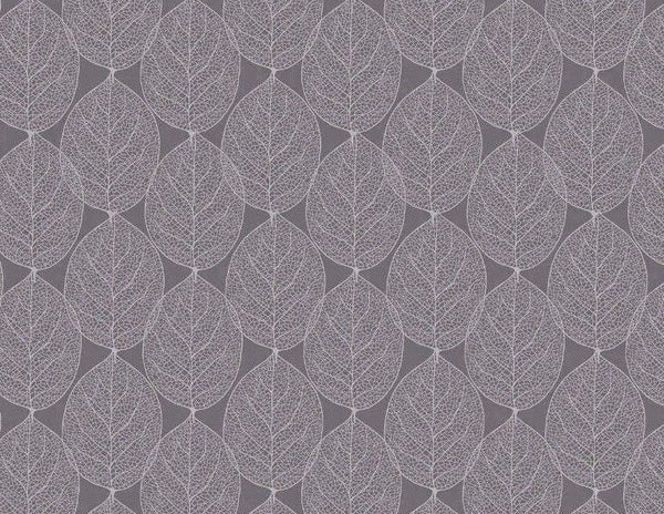 Round Wipe Clean Tablecloth Vinyl PVC 140cm Skeleton Leaf Grey