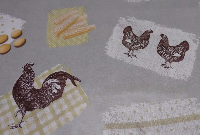 Round Wipe Clean Tablecloth Vinyl PVC 140cm Country Kitchen Grey