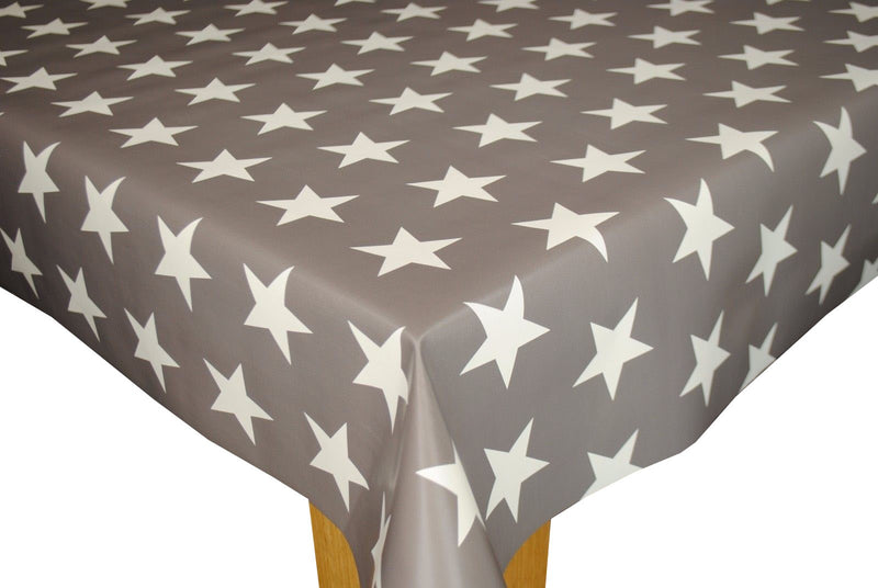 Round Wipe Clean Tablecloth Vinyl PVC 140cm USA Stars Grey