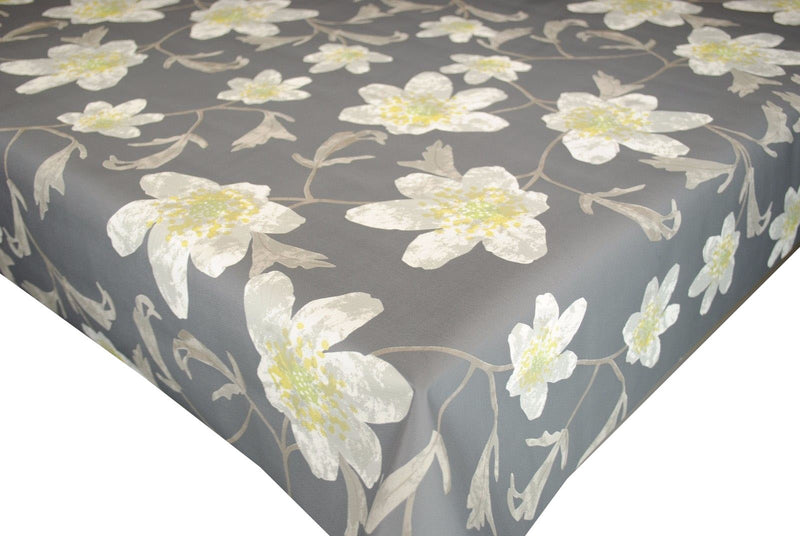 Round Wipe Clean Tablecloth Vinyl PVC 140cm Layla Grey