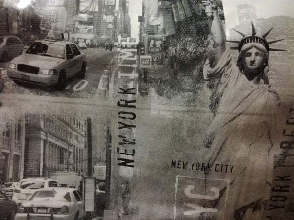 Round Wipe Clean Tablecloth Vinyl PVC 140cm Statue of Liberty Mono