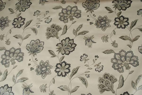 Round Wipe Clean Tablecloth Vinyl PVC 140cm Jacobean Grey
