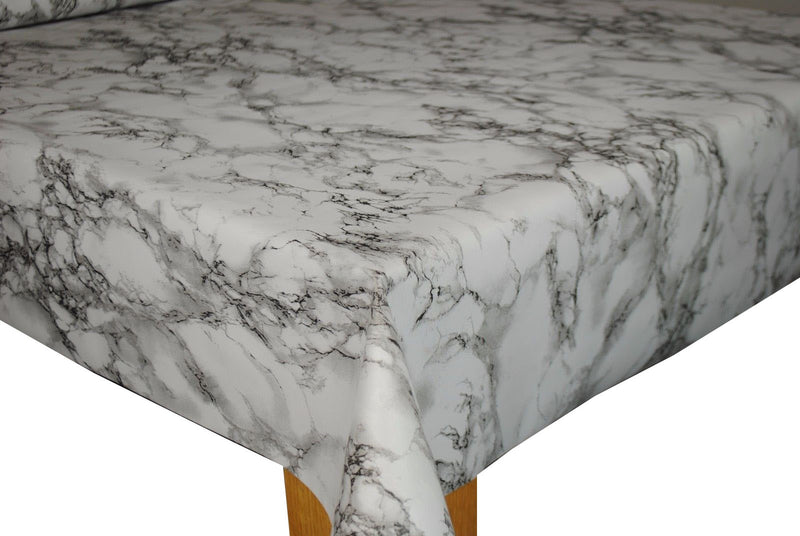 Round Wipe Clean Tablecloth Vinyl PVC 140cm Marble Granite Effect Grey