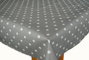 Round Wipe Clean Tablecloth Vinyl PVC 140cm Slate Grey Polka Dot