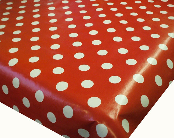 Round Wipe Clean Tablecloth Vinyl PVC 140cm Red Spot