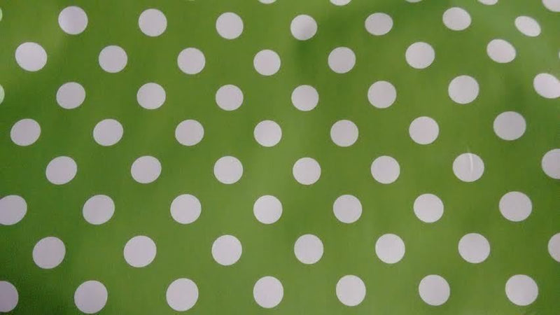 Round Wipe Clean Tablecloth Vinyl PVC 140cm Green Spot