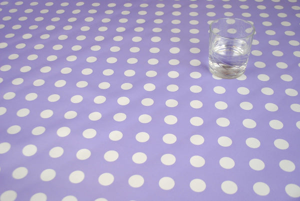 Round Wipe Clean Tablecloth Vinyl PVC 140cm Lilac Spot