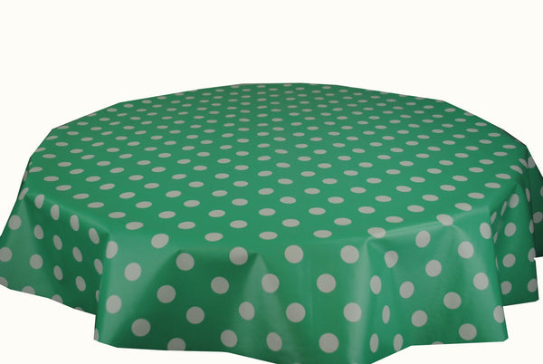 Round Wipe Clean Tablecloth Vinyl PVC 140cm Aqua Spot