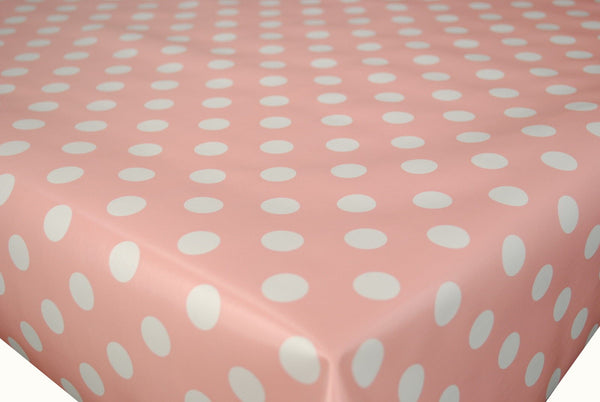 Round Wipe Clean Tablecloth Vinyl PVC 140cm Bubblegum Pink Spot