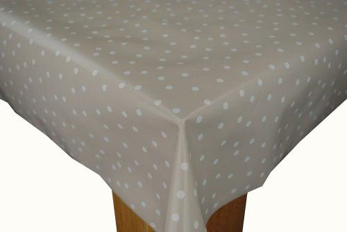 Round Wipe Clean Tablecloth Vinyl PVC 140cm Random Beige Spot