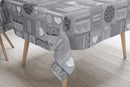 Grey Hearts Vinyl Oilcloth Tablecloth