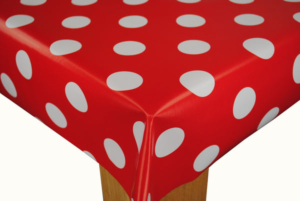 Round Wipe Clean Tablecloth Vinyl PVC 140cm Hot Spot Red