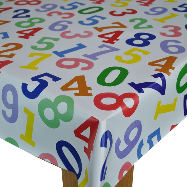 Round Wipe Clean Tablecloth Vinyl PVC 140cm Just Numbers