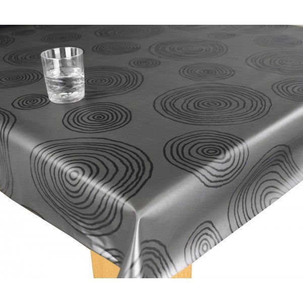 Square Wipe Clean Tablecloth Vinyl PVC 140cm x 140cm Nairobi Swirl Gunmetal Grey