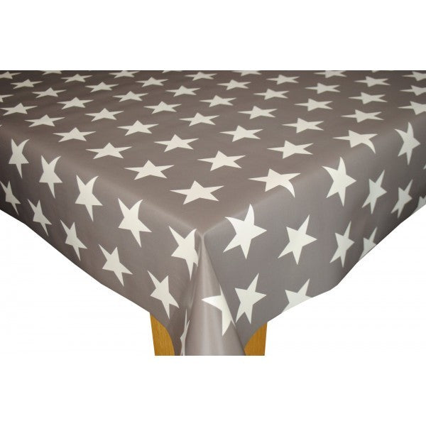 Square Wipe Clean Tablecloth Vinyl PVC 140cm x 140cm USA Stars Grey