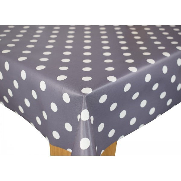 Square Wipe Clean Tablecloth Vinyl PVC 140cm x 140cm Spot Slate Grey
