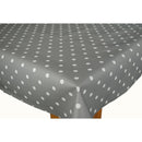 Square Wipe Clean Tablecloth Vinyl PVC 140cm x 140cm Slate Grey Polka Dot