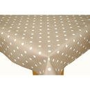 Square Wipe Clean Tablecloth Vinyl PVC 140cm x 140cm Taupe Polka Dot