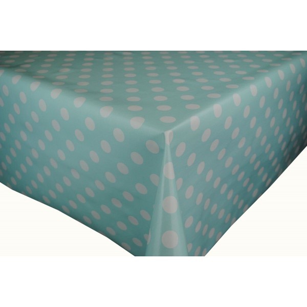 Square Wipe Clean Tablecloth Vinyl PVC 140cm x 140cm Duckegg Spot