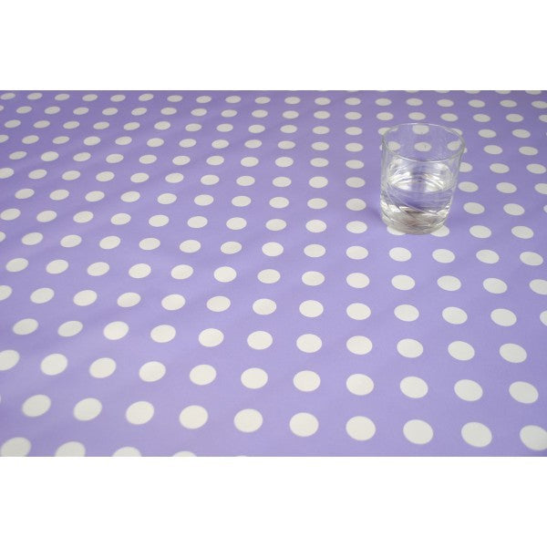Square Wipe Clean Tablecloth Vinyl PVC 140cm x 140cm Lilac Spot