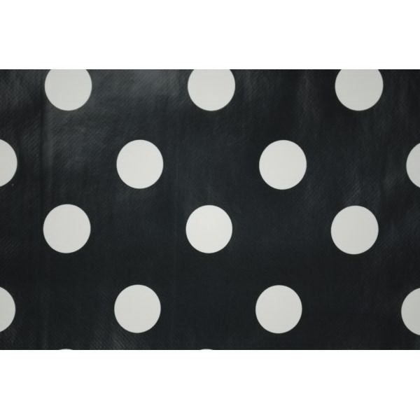 Square Wipe Clean Tablecloth Vinyl PVC 140cm x 140cm Black Spot