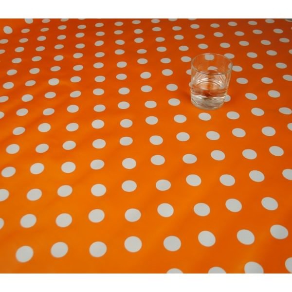 Square Wipe Clean Tablecloth Vinyl PVC 140cm x 140cm Orange Spot