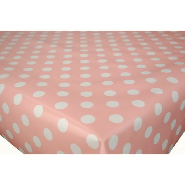 Square Wipe Clean Tablecloth Vinyl PVC 140cm x 140cm Bubblegum Pink Spot