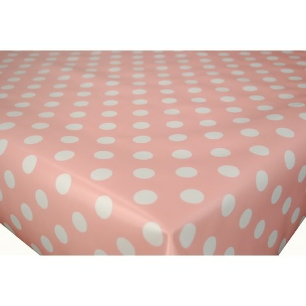 Square Wipe Clean Tablecloth Vinyl PVC 140cm x 140cm Bubblegum Pink Spot