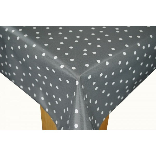 Square Wipe Clean Tablecloth Vinyl PVC 140cm x 140cm Random Grey Spot