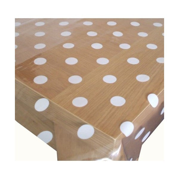 Square Wipe Clean Tablecloth Vinyl PVC 140cm x 140cm White Spot on Crystal Clear