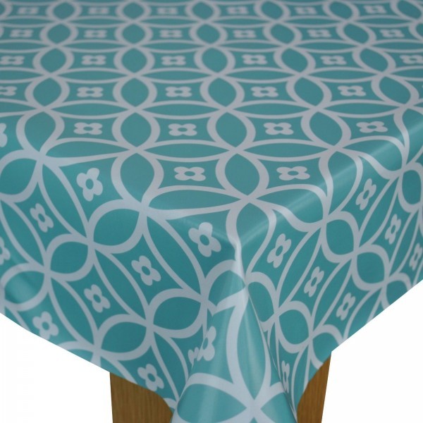 Square Wipe Clean Tablecloth Vinyl PVC 140cm x 140cm Eloise Duckegg