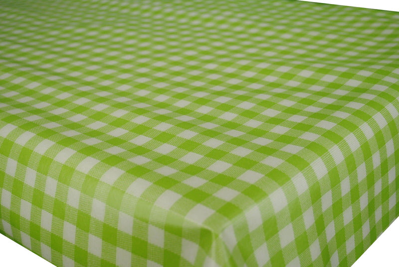Round Wipe Clean Tablecloth Vinyl PVC 140cm Spring Green Bistro Check