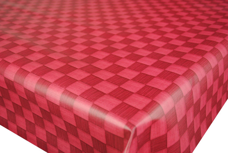 Square Wipe Clean Tablecloth Vinyl PVC 140cm x 140cm Cranberry Check