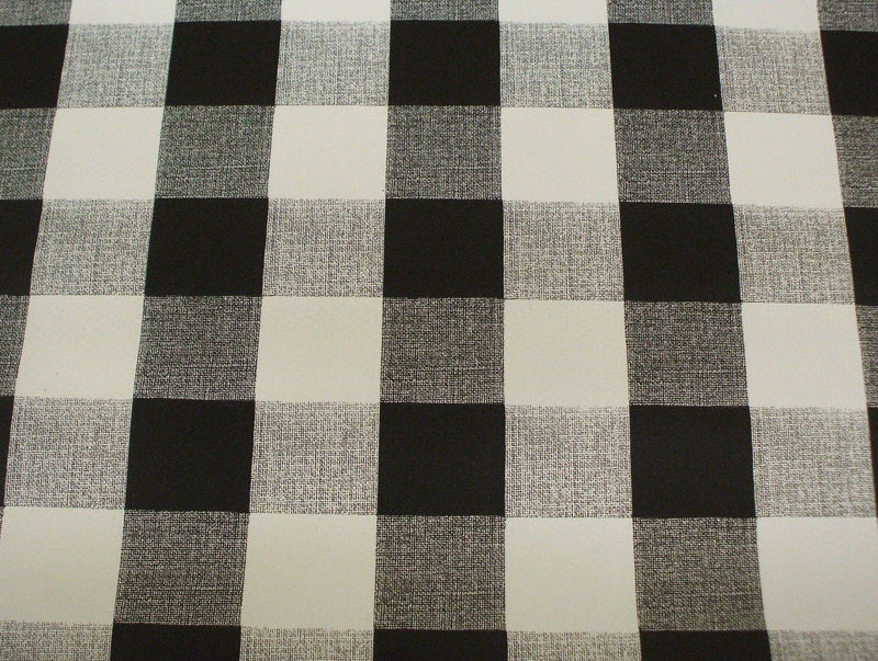 Square Wipe Clean Tablecloth Vinyl PVC 140cm x 140cm Black 25mm Gingham Check