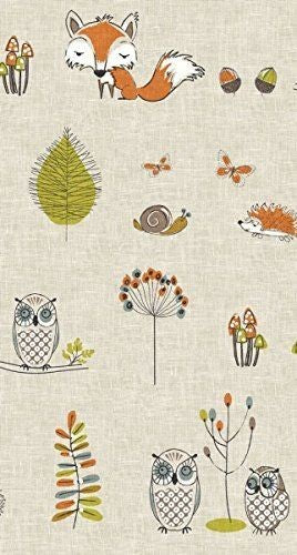 Round Wipe Clean Tablecloth PVC Oilcloth  132cm Woodland Fox