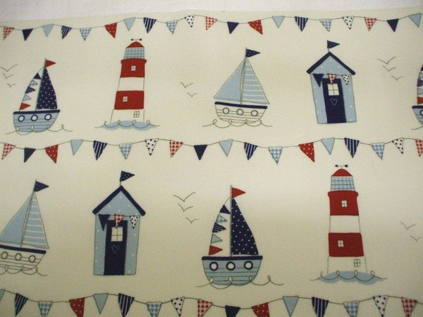 Round Wipe Clean Tablecloth PVC Oilcloth  132cm Maritime Blue