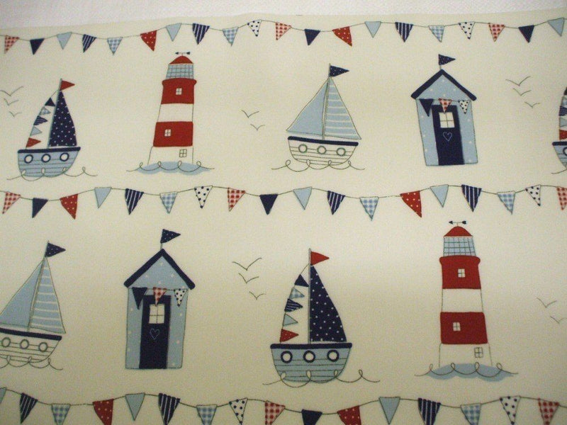 Square Wipe Clean Tablecloth  PVC Oilcloth 132cm x 132cm Maritime Blue
