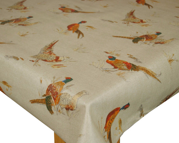 Square Wipe Clean Tablecloth  PVC Oilcloth 132cm x 132cm Pheasants (Matte Finish)