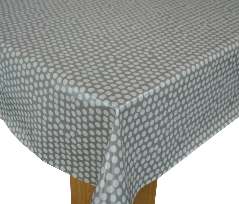 Square Wipe Clean Tablecloth  PVC Oilcloth 132cm x 132cm Spotty Grey