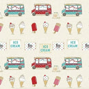 Round Wipe Clean Tablecloth PVC Oilcloth  132cm Ice Cream Van