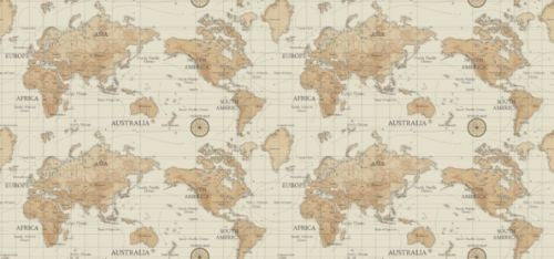 Round Wipe Clean Tablecloth PVC Oilcloth  132cm Map Beige