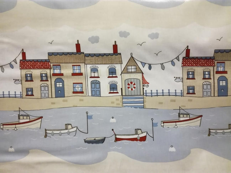 Round Wipe Clean Tablecloth PVC Oilcloth  132cm St Ives Blue