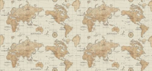 Square Wipe Clean Tablecloth  PVC Oilcloth 132cm x 132cm Map Beige