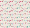 Square Wipe Clean Tablecloth  PVC Oilcloth 132cm x 132cm Bunting Flags Pink