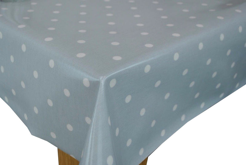 Round Wipe Clean Tablecloth PVC Oilcloth  132cm Dotty Grey