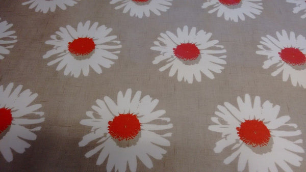 Round Wipe Clean Tablecloth PVC Oilcloth  132cm Capri Daisy Spice